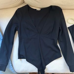 Free People Black Bodysuit